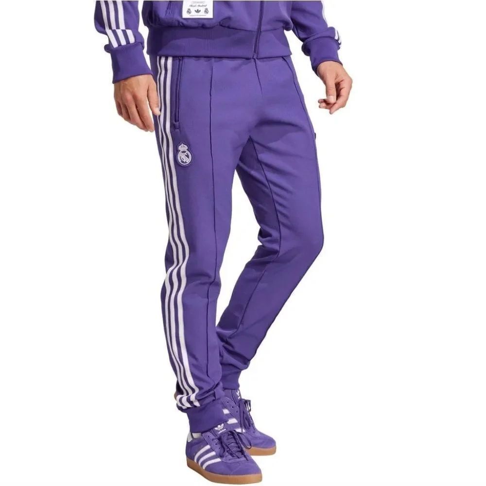 Adidas Real Madrid Terrace Icons Men's Track Pants Medium M Purple White JF2579